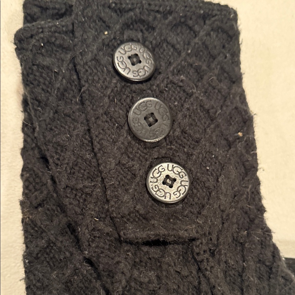 UGG Black Ankle Boots with Button Detail - Picture 6 of 9